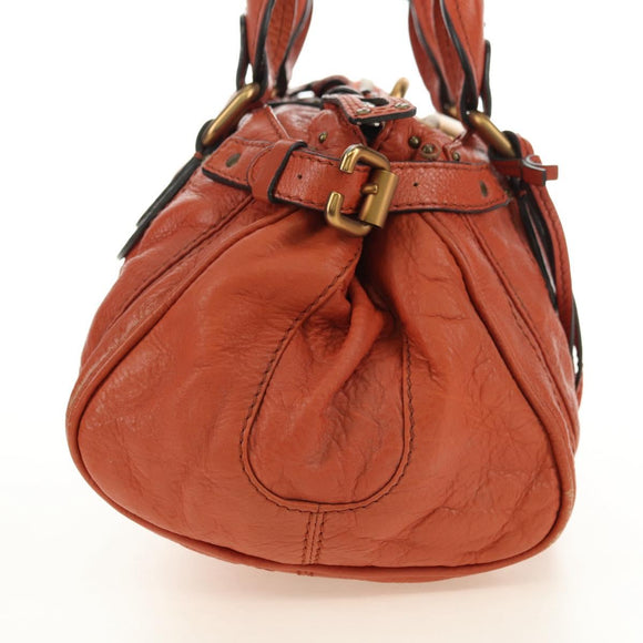 Chloe Paddington Hand Bag Leather Orange Gold Silver Auth am11662V