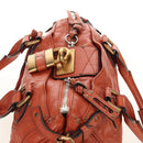 Chloe Paddington Hand Bag Leather Orange Gold Silver Auth am11662V-6