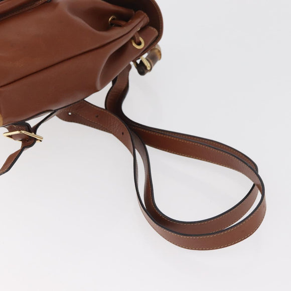 GUCCI Bamboo Mini Backpack Leather Outlet Brown Gold 003 1705 0030 Auth am11663A