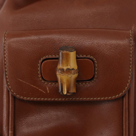 GUCCI Bamboo Mini Backpack Leather Outlet Brown Gold 003 1705 0030 Auth am11663A