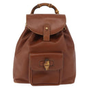 GUCCI Bamboo Mini Backpack Leather Outlet Brown Gold 003 1705 0030 Auth am11663A-2