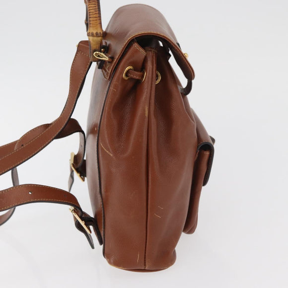 GUCCI Bamboo Mini Backpack Leather Outlet Brown Gold 003 1705 0030 Auth am11663A