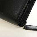PRADA Bifold Wallet Safiano leather Black Silver Auth am11669V-11