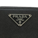 PRADA Bifold Wallet Safiano leather Black Silver Auth am11669V-12