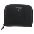 PRADA Bifold Wallet Safiano leather Black Silver Auth am11669V-2