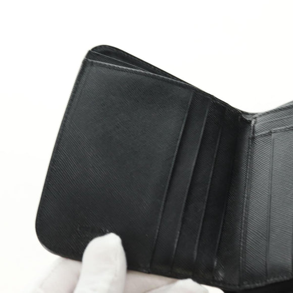 PRADA Bifold Wallet Safiano leather Black Silver Auth am11669V