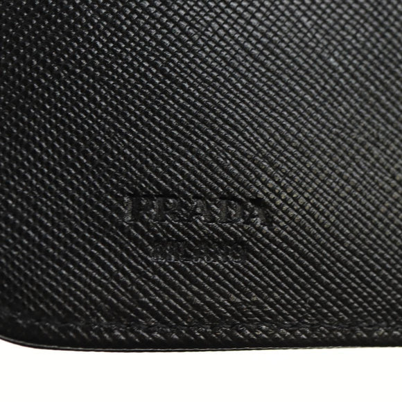 PRADA Bifold Wallet Safiano leather Black Silver Auth am11669V