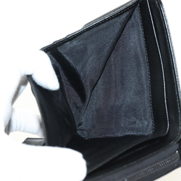 PRADA Bifold Wallet Safiano leather Black Silver Auth am11669V