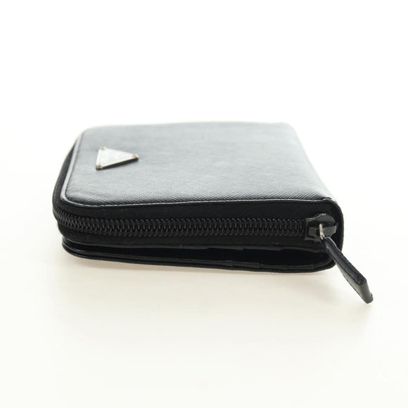 PRADA Bifold Wallet Safiano leather Black Silver Auth am11669V