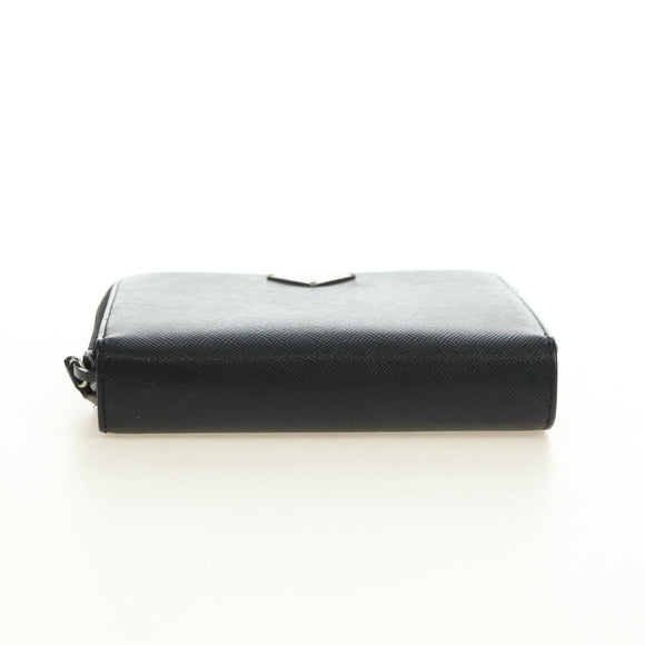 PRADA Bifold Wallet Safiano leather Black Silver Auth am11669V
