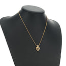 Christian Dior CD Rhinestone Heart Necklace metal Gold Auth am11672V-12