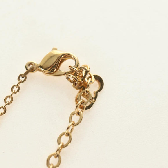 Christian Dior CD Rhinestone Heart Necklace metal Gold Auth am11672V