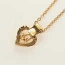 Christian Dior CD Rhinestone Heart Necklace metal Gold Auth am11672V-8