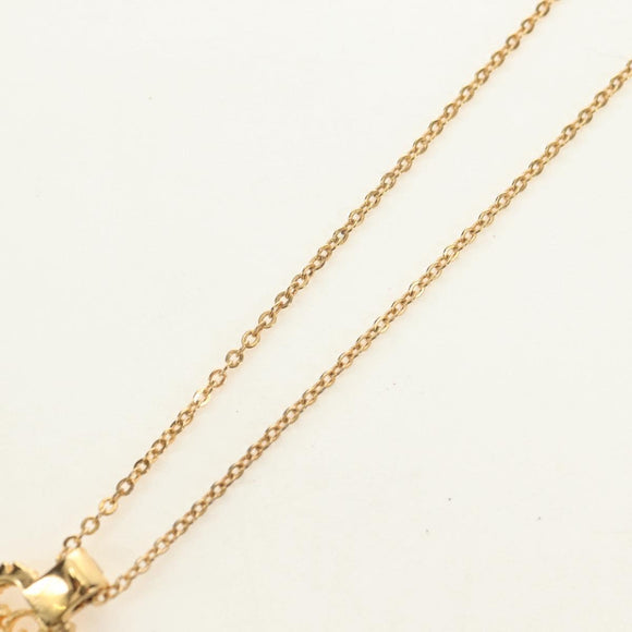 Christian Dior CD Rhinestone Heart Necklace metal Gold Auth am11672V