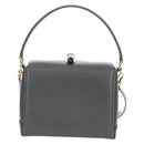 GUCCI Bamboo Hand Bag Leather 2way Gray Gold 000 926 0175 Auth am11676V-13