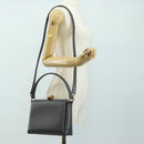 GUCCI Bamboo Hand Bag Leather 2way Gray Gold 000 926 0175 Auth am11676V-30