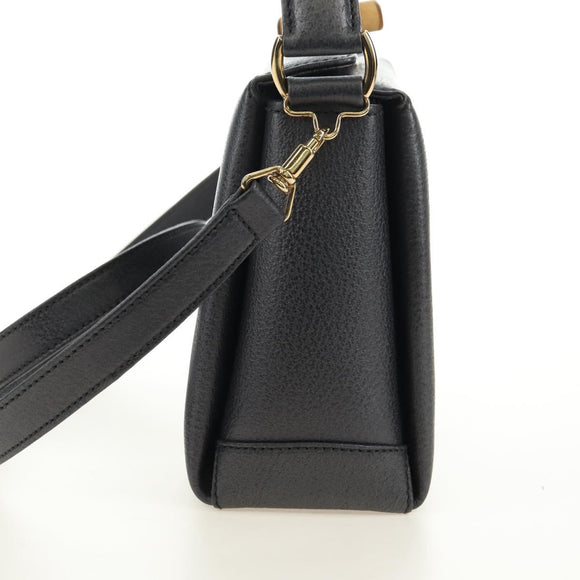 GUCCI Bamboo Hand Bag Leather 2way Gray Gold 000 926 0175 Auth am11676V