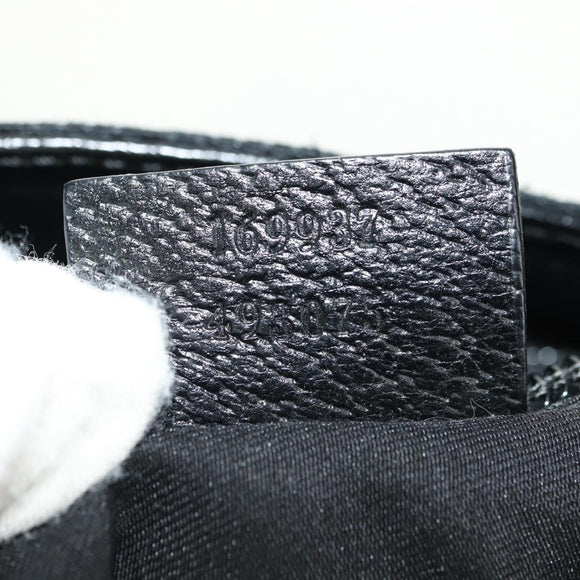 GUCCI Web Sherry Line Umhängetasche Canvas Schwarz Silber 169937 Auth am11677V