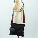 GUCCI Web Sherry Line Umhängetasche Canvas Schwarz Silber 169937 Auth am11677V-29