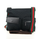 GUCCI Web Sherry Line Umhängetasche Canvas Schwarz Silber 169937 Auth am11677V-30