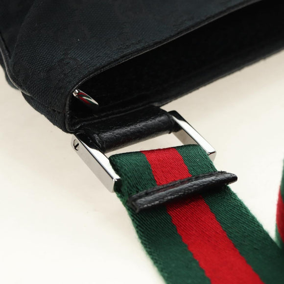 GUCCI Web Sherry Line Umhängetasche Canvas Schwarz Silber 169937 Auth am11677V