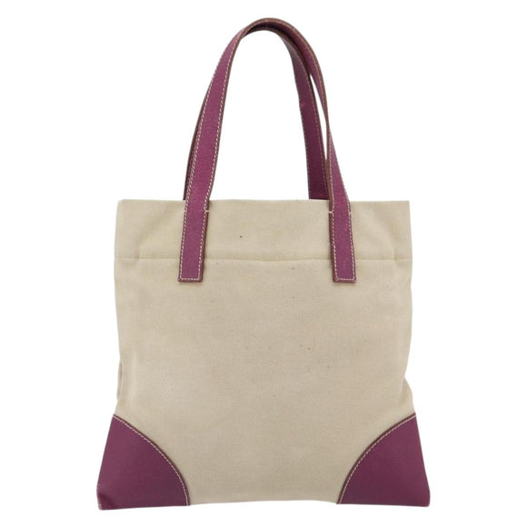 PRADA Tragetasche Canvas Leder Lila Silber Auth am11680