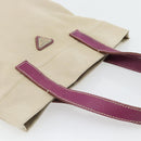 PRADA Tragetasche Canvas Leder Lila Silber Auth am11680-6