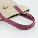 PRADA Tragetasche Canvas Leder Lila Silber Auth am11680-7