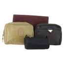 GUCCI Saint Laurent Cartier Bag PVC Leather 4 Set Beige Black Auth am11682-1