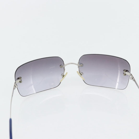 CHANEL Rimless CC Sunglasses metal Navy CC Auth am11685A