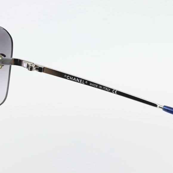 CHANEL Rimless CC Sunglasses metal Navy CC Auth am11685A