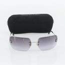 CHANEL Rimless CC Sunglasses metal Navy CC Auth am11685A-14