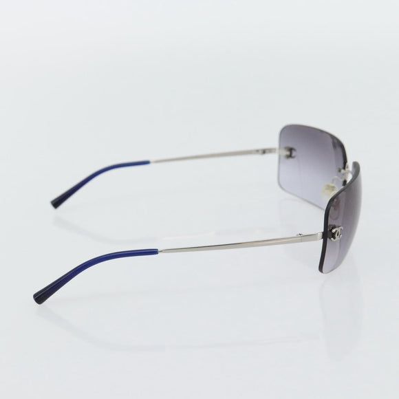 CHANEL Rimless CC Sunglasses metal Navy CC Auth am11685A