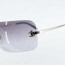 CHANEL Rimless CC Sunglasses metal Navy CC Auth am11685A-7