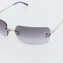 CHANEL Rimless CC Sunglasses metal Navy CC Auth am11685A-9