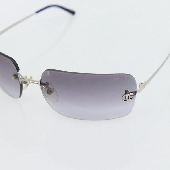 CHANEL Rimless CC Sunglasses metal Navy CC Auth am11685A