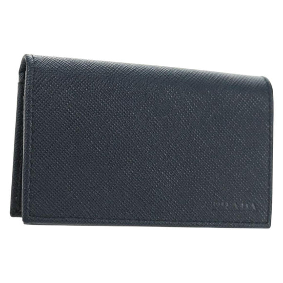 PRADA Card Case Safiano leather Navy Silver 2MC122 Auth am11686V
