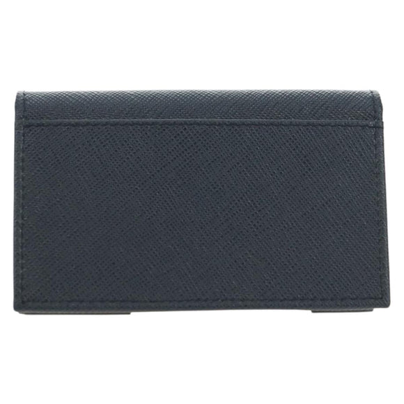 PRADA Card Case Safiano leather Navy Silver 2MC122 Auth am11686V