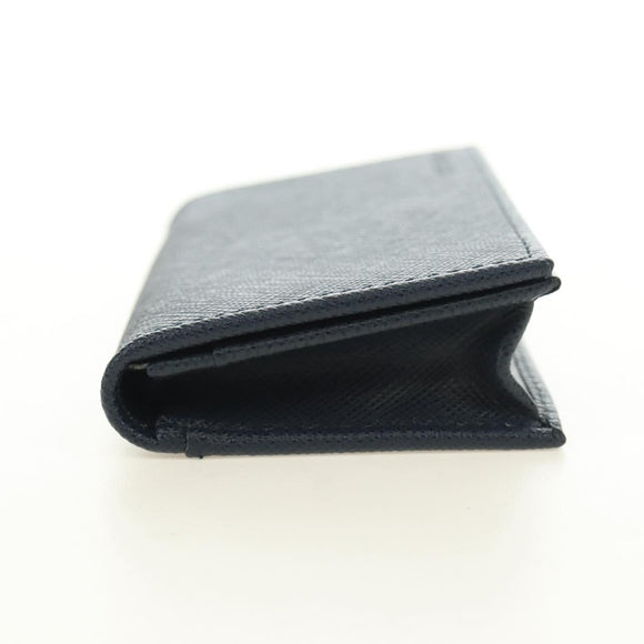 PRADA Card Case Safiano leather Navy Silver 2MC122 Auth am11686V