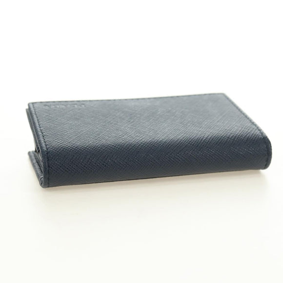 PRADA Card Case Safiano leather Navy Silver 2MC122 Auth am11686V