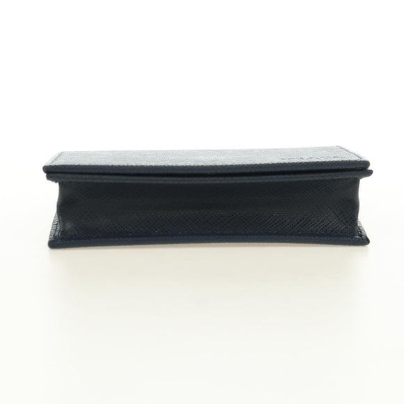 PRADA Card Case Safiano leather Navy Silver 2MC122 Auth am11686V