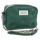 Maison Margiela Chain Shoulder Bag Leather Green Silver Auth am11687M-1