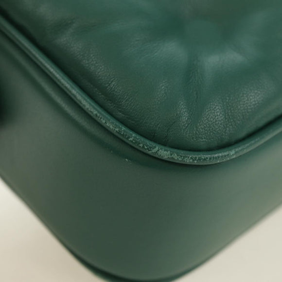 Maison Margiela Chain Shoulder Bag Leather Green Silver Auth am11687M