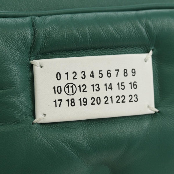 Maison Margiela Chain Shoulder Bag Leather Green Silver Auth am11687M
