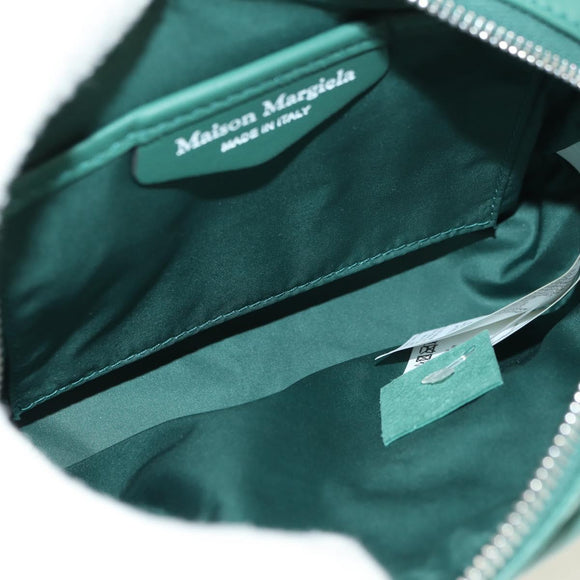 Maison Margiela Chain Shoulder Bag Leather Green Silver Auth am11687M