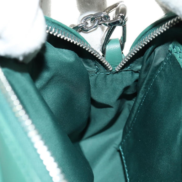 Maison Margiela Chain Shoulder Bag Leather Green Silver Auth am11687M