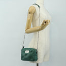 Maison Margiela Chain Shoulder Bag Leather Green Silver Auth am11687M-23