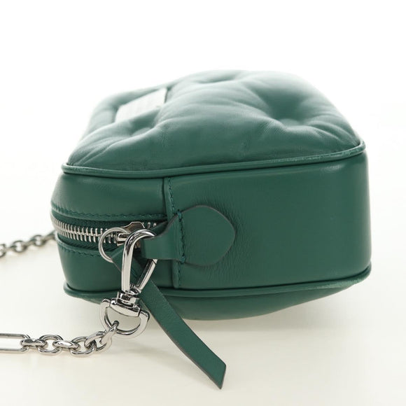 Maison Margiela Chain Shoulder Bag Leather Green Silver Auth am11687M