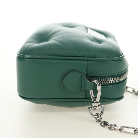 Maison Margiela Chain Shoulder Bag Leather Green Silver Auth am11687M