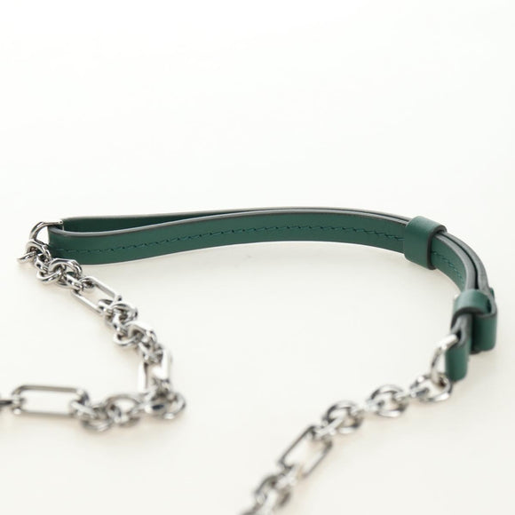 Maison Margiela Chain Shoulder Bag Leather Green Silver Auth am11687M